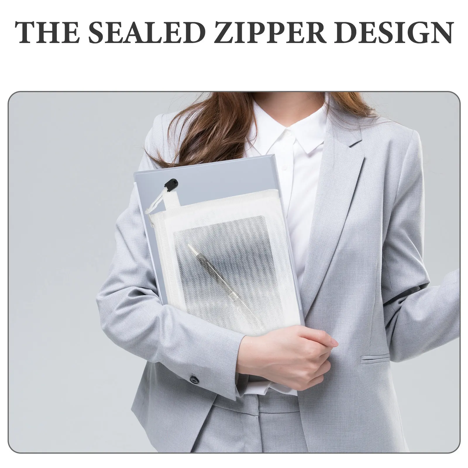 4Pcs Zipper File Pouches Mesh Design Clear Visibility Spacious Document Storage Bag for Office Staff Students Testing Papers