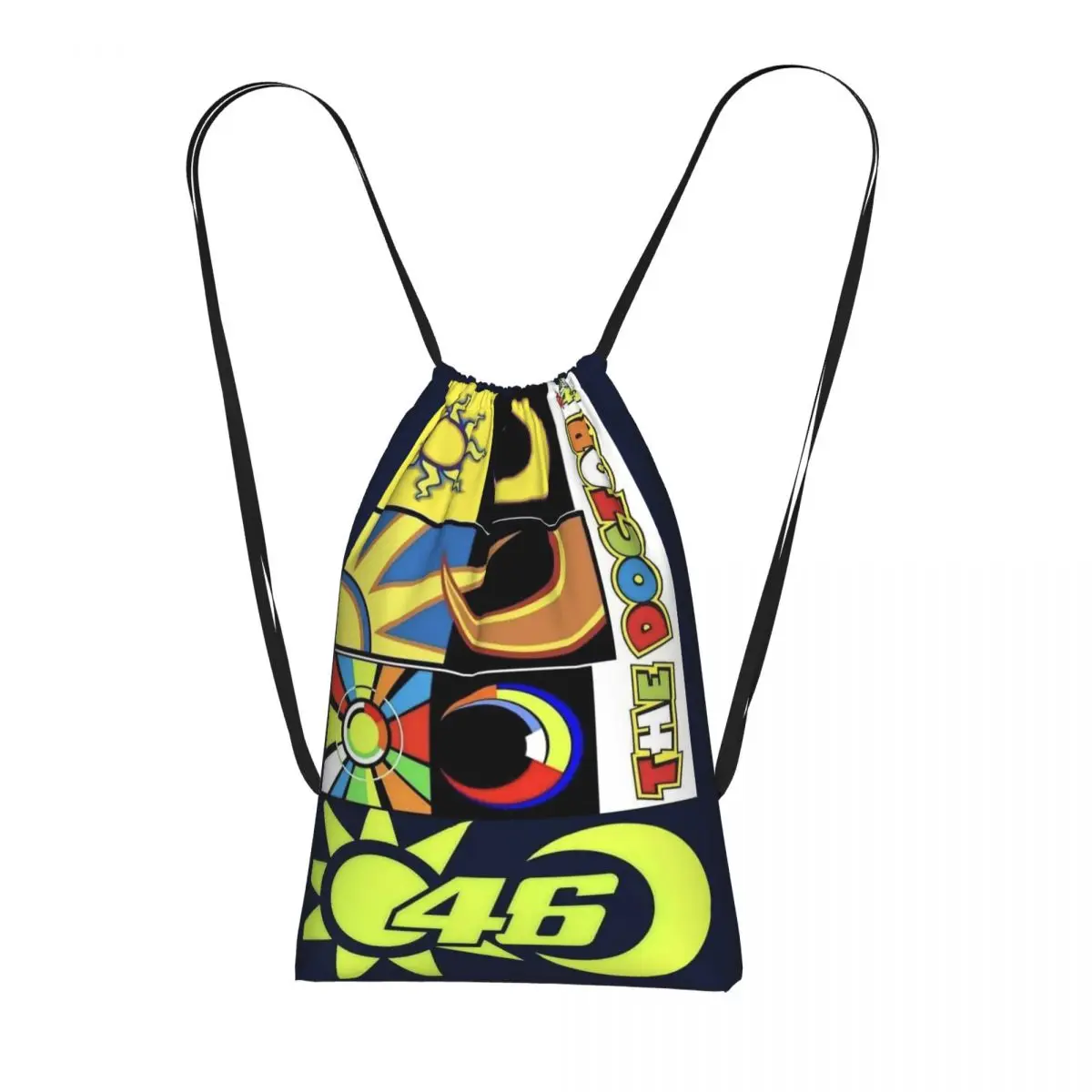 Motorcycle Racing Motor Rossi Drawstring Backpack Sports Gym Bag Portable Travel Drawstring Bag for Men Women