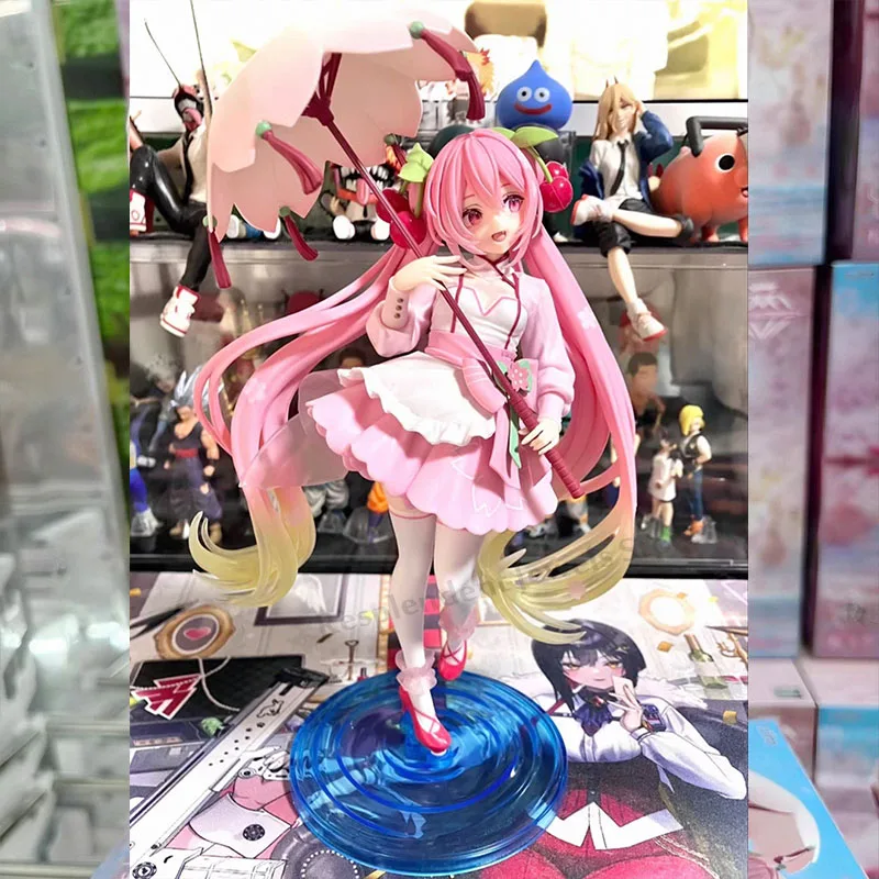 TAITO Original Sakura Hatsune Miku Amp Miku Action Figure Cherry Colored Dress-up Umbrella Model Kt Statue Ornament Toys Gift view 5