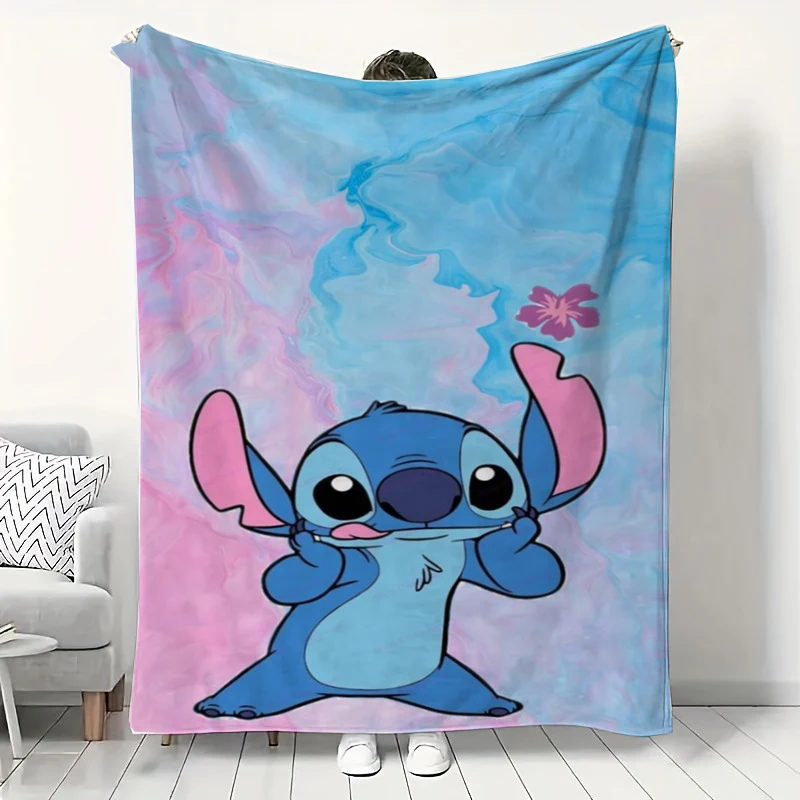 

MINISO Disney Stitch cartoon flannel blanket is suitable for children, adults, home/camping, office, soft and comfortable