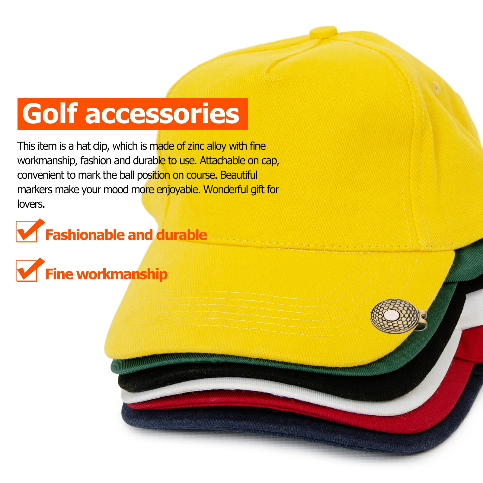 

3 Pcs Golf Hat Clip Zinc Alloy Marker Clip Ball Marking Tool Training Aid Golfing Accessories Golfs Practice Golfs Hat Clamp