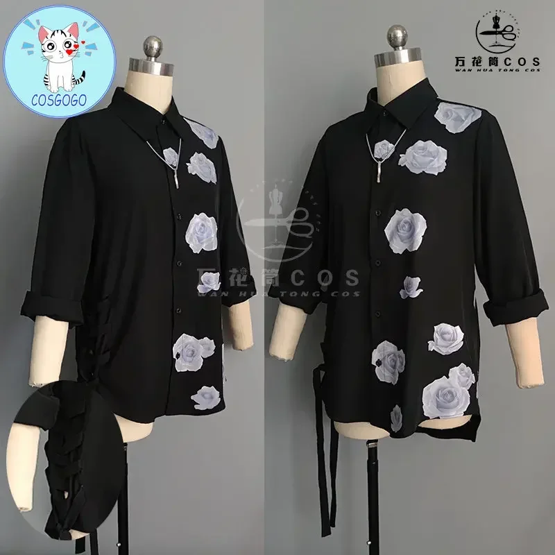 

COSGOGO Vtuber Nijisanji Kanae Cosplay Costume Halloween Kanae Game Suit Knkn Outfit Casual Daily Wear Women Men Shirt Black
