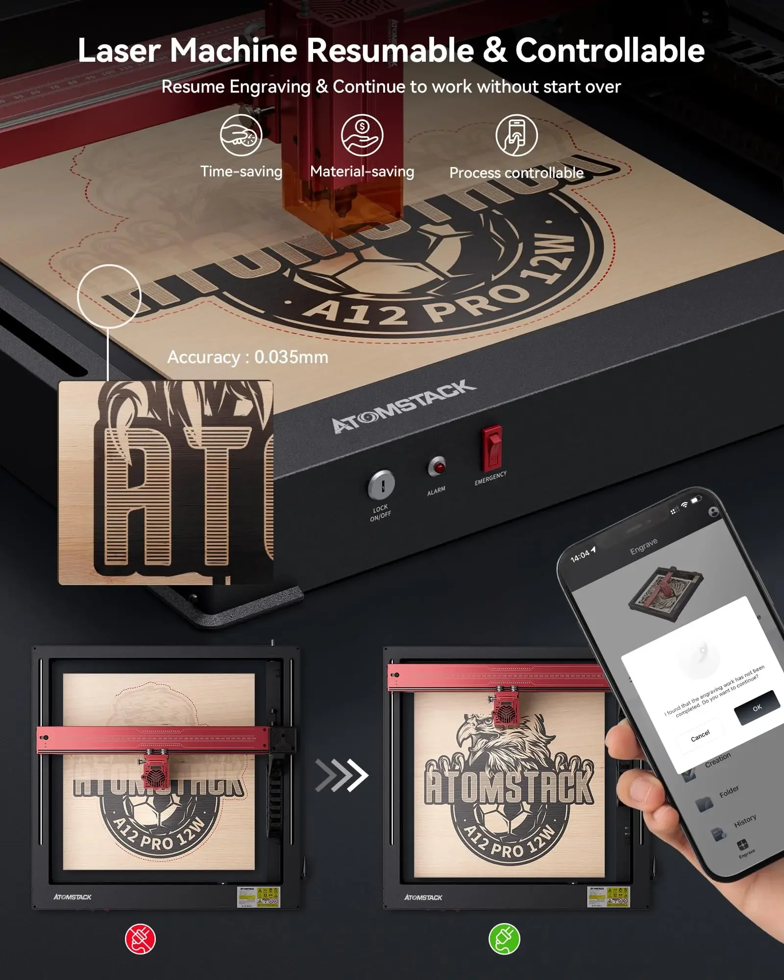 ATOMSTACK A24 PRO X24 PRO آلة الحفر 120 واط مع AC2 Lightburn كاميرا لا سلكية 24 واط إخراج حفارة تثبيت مجاني #3