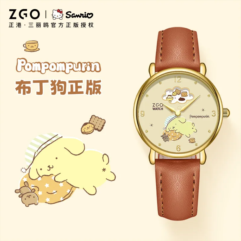 

Часы Sanrio для женщин, наручные часы с помпоном для девочек, индивидуальные ретро вращающиеся циферблаты, кварцевые часы Hello Kitty, водонепроницаемость