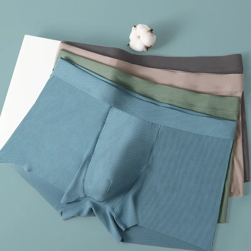 

5pcs Elemental Ice silk antibacterial underwear, men's summer thin and breathable, men's quadrangle pants, men's trendy flat cor