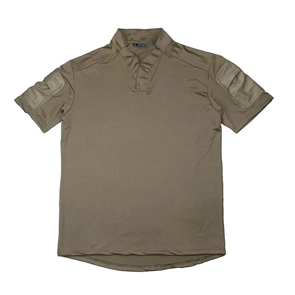 Tactical spring and summer men's short-sleeved T-shirt V-neck top quick-drying mesh elastic fabric in a variety of colors