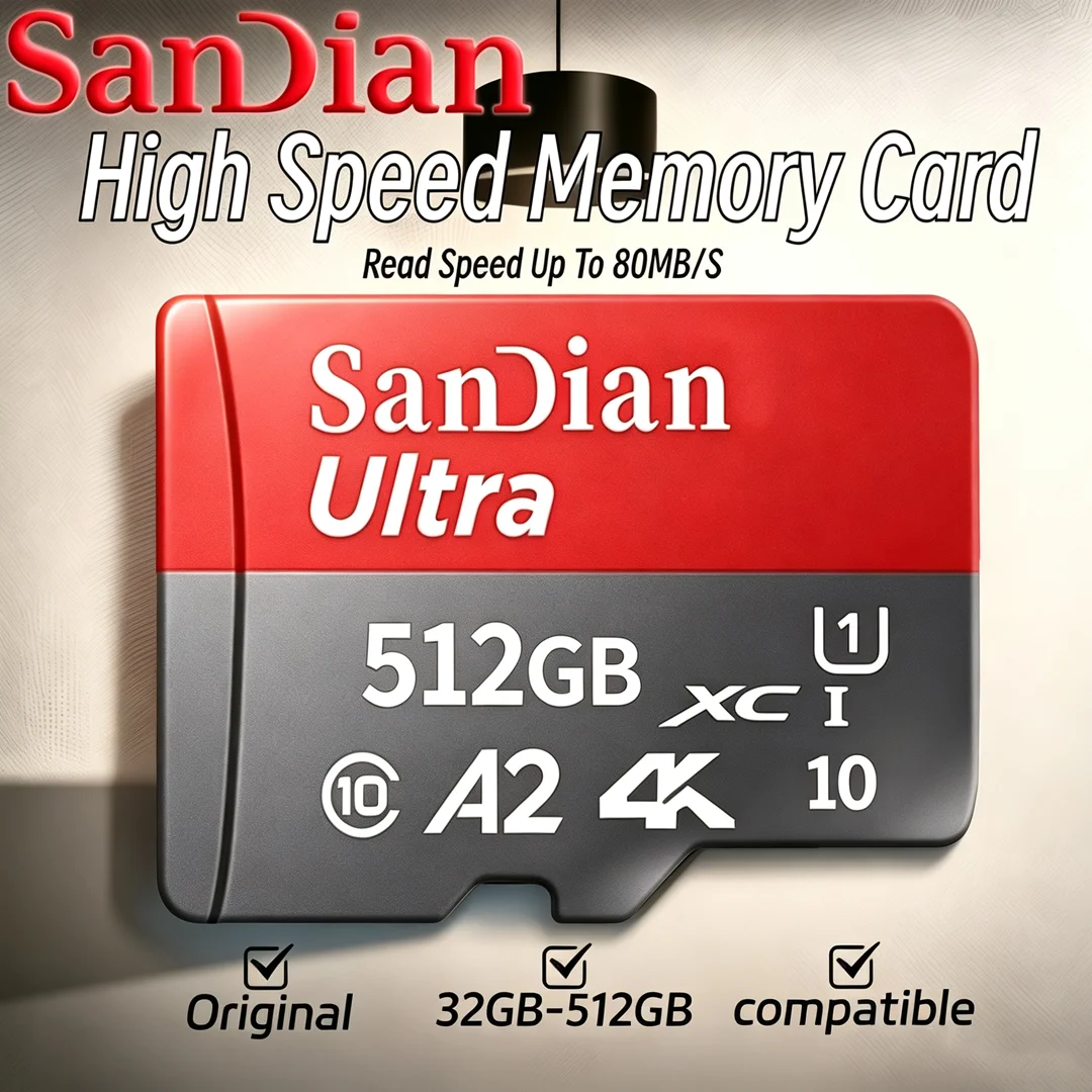 High-Speed SD Card 512GB 256GB 128GB 64GB U3 V30 A2 Micro TF SD Memory for Smartphones Tablets Drones 4K Video Recording