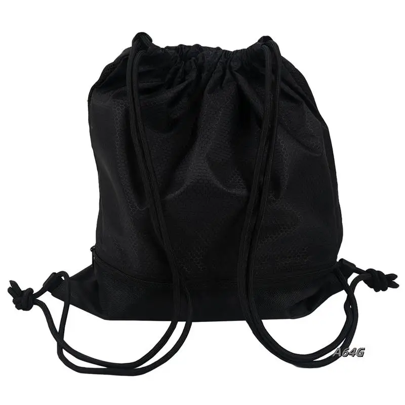 3X Outdoor Women Men Nylon Black Ultralight Backpack Football Basketball Bag String Drawstring (Big)