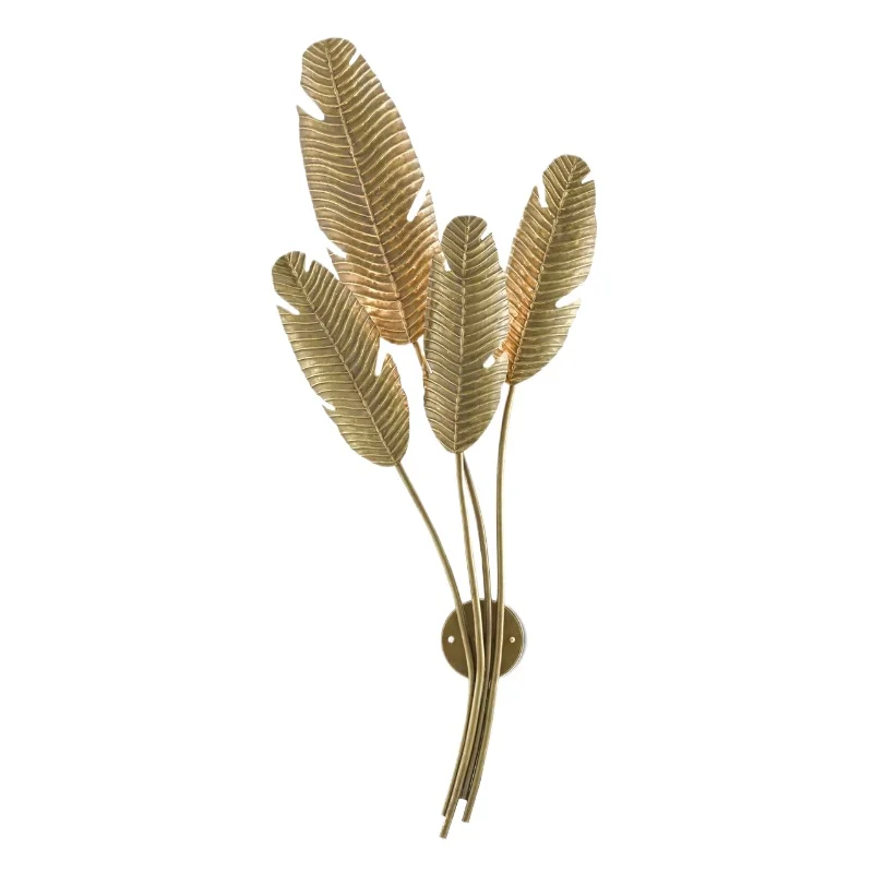 

American fashion retro banana leaf wrought iron wall lamp