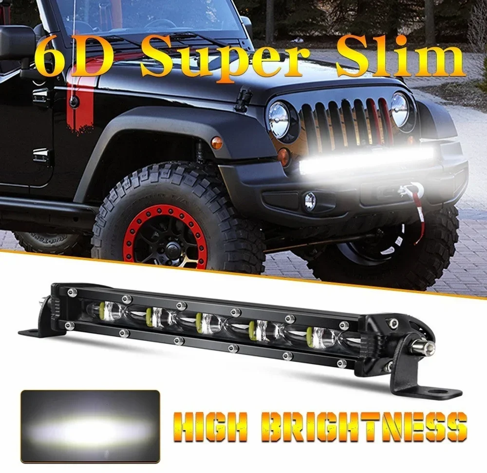 8Inch 60W 6D Lens LED Light Bar Combo Led Work Light For 4x4 Off Road Trucks SUV ATV 4WD 12V 24V Auto Driving Fog Lights