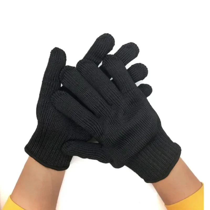 1Pair Black Steel Wire Metal Mesh Gloves Safety Anti Cutting Wear Resistant Kitchen Butcher Working Gloves Garden Self Defense