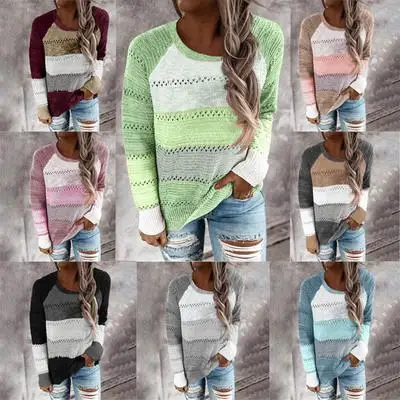 

Осенне-зимний круглый свитер Ne Long Sve Color Blo, женский свободный крой, винтажный вязаный топ, онлайн и современный вид...