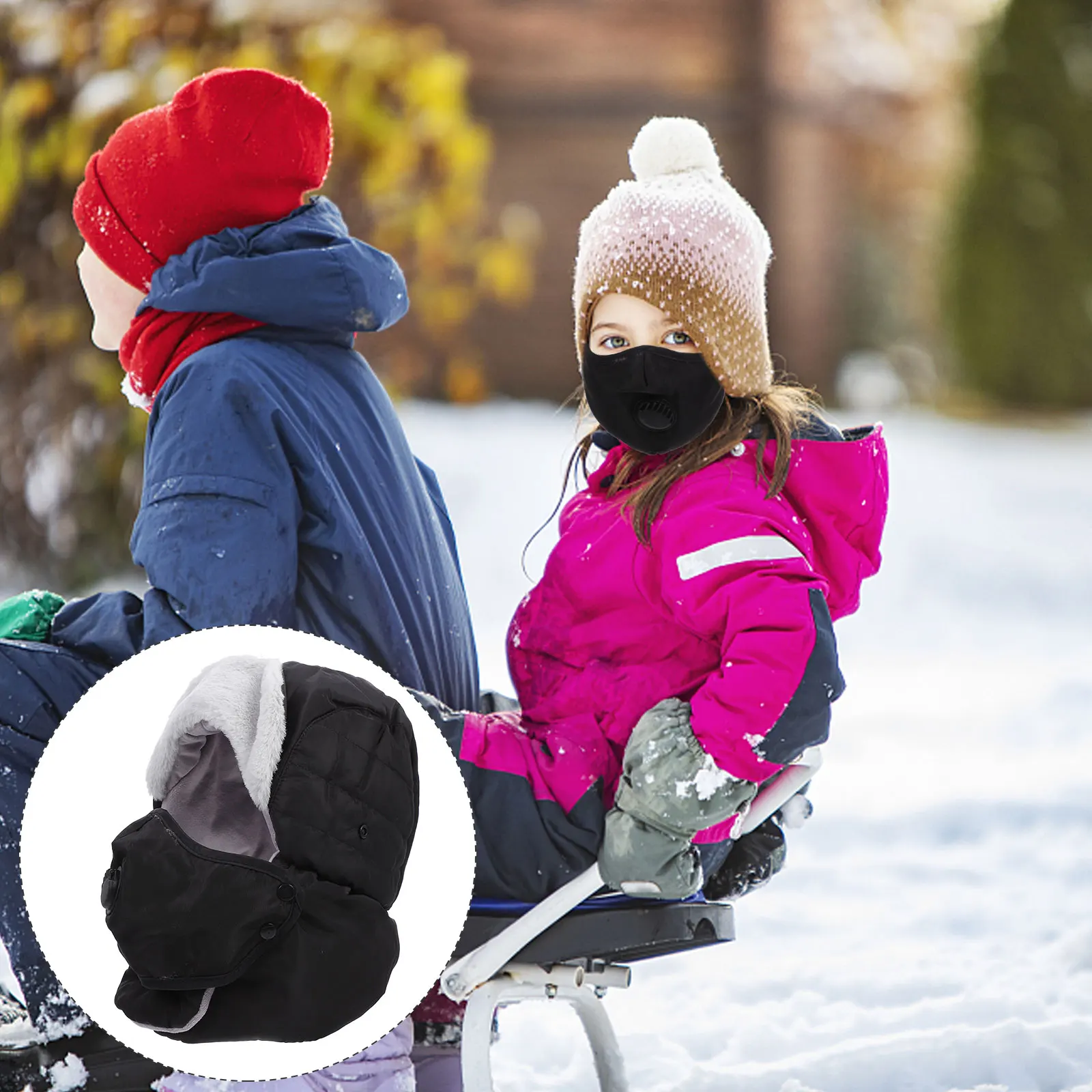 

Winter Hat Mask Windproof Skiing Hat Warm Riding Cap Comfortable Black Miss Protective Face Cover Camping Hiking