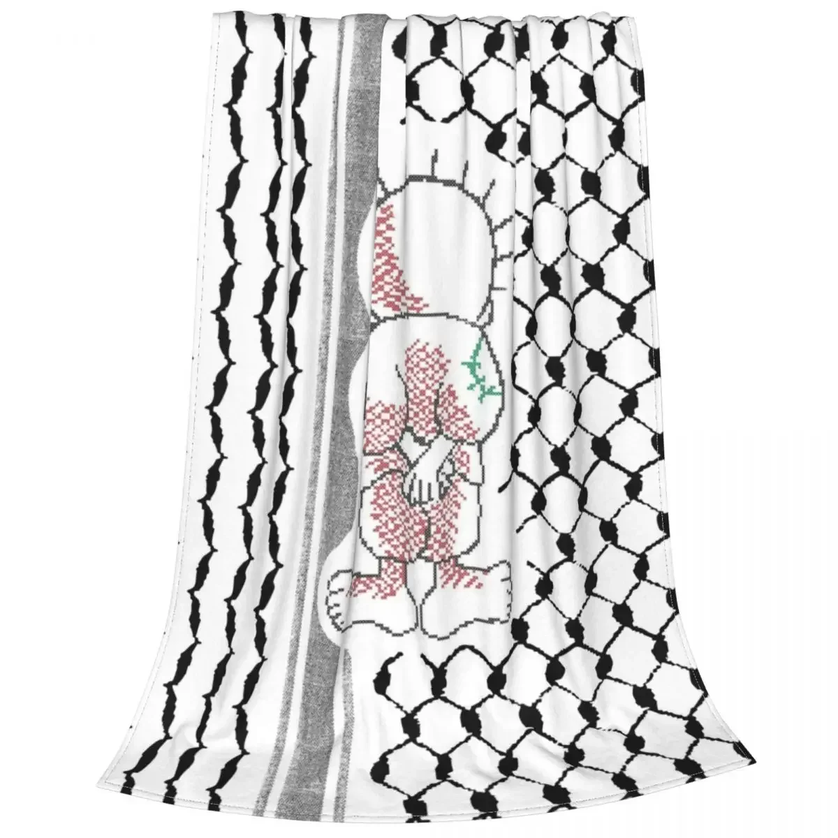 Tatreez Flannel Blanket Kufiya Keffiyeh Pattern Creative Throw Blankets for Home Hotel Sofa 125*100cm