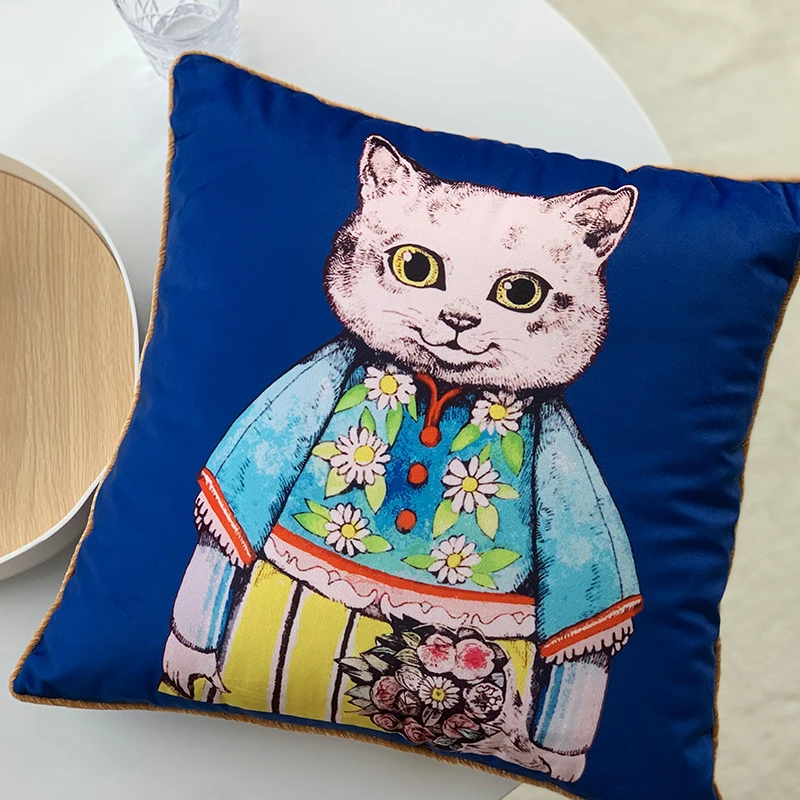 Cotton and linen retro placemats table mats waterproof decorative mats dinner plate mats coasters tablecloths cat pillow  pillow