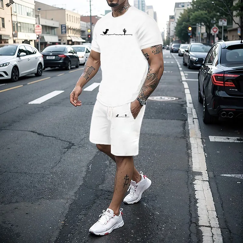 Summer men\'s set fashionable sports set men\'s short sleeved T-shirt+sports shorts set men\'s casual men\'s clothing men\'s jogg