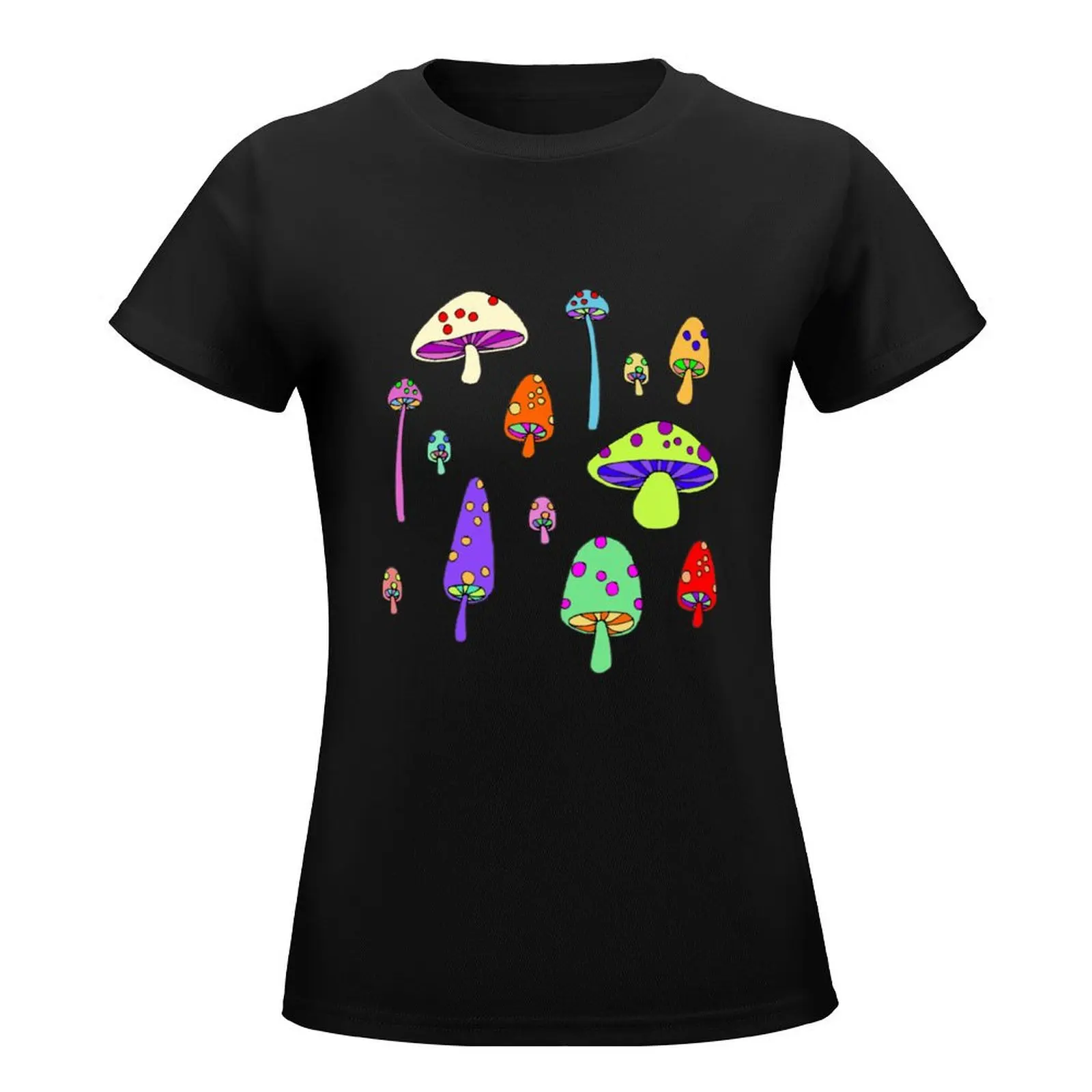 Technicolor Mushrooms T-Shirt lady clothes funny shirts graphic tees Short sleeve tee summer blouses woman 2024