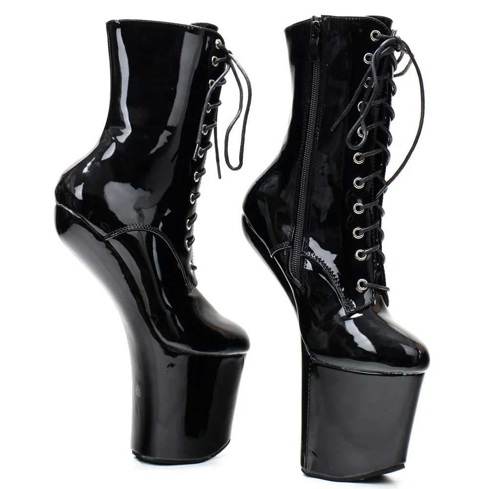 8 Inch High Heelless Exotic Pole Dance Platform Ankle Boots Extreme Fetish Size36-46 In Stock Fast Shipping