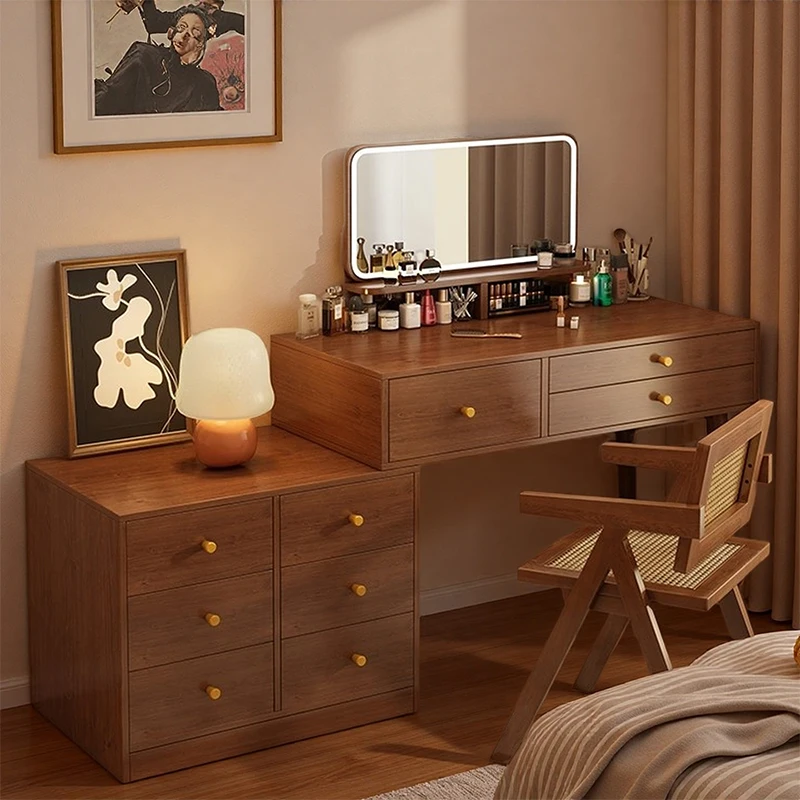 

Hidden European Vanity Table Dest Drawer Brown Saving Small Dressing Table Corner Wood Space Makeup Tafel Furnitures For Bedroom