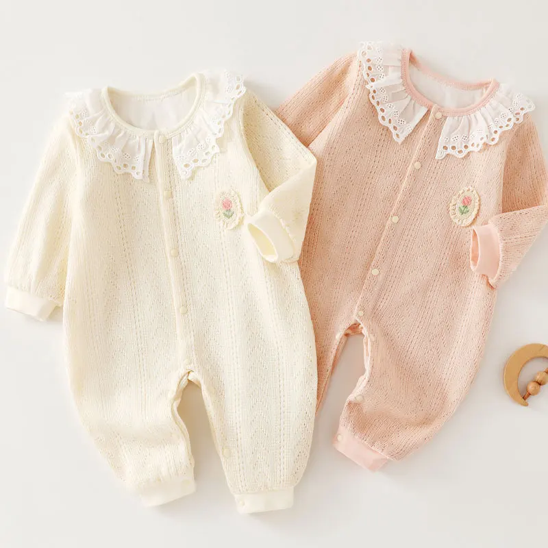 Somenie Autumn and Winter Baby onesie Knitted Baby Girl Romper Climbing Suit Doll Collar Small Fragrant Wind Outer Wear