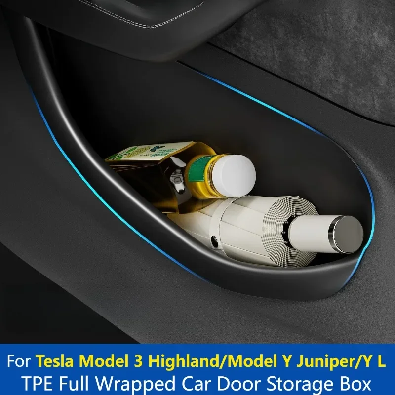 Door Pocket Storage Box Door Slot Mat Precise Fit Organizer Mod Parts For Tesla Model 3 Highland/Model Y Juniper/Y L/Y Juniper