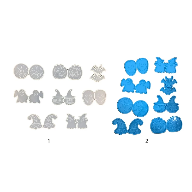 

8 Pcs/Set DIY Halloween Earrings Epoxy Resin Mold Ear Pendants Silicone Mould N58F