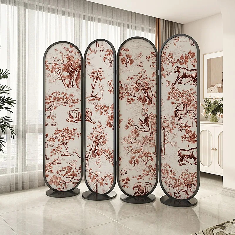 French screen, partition living room, mobile folding, solid wood office, facing the entrance door, folding screen retro blocking