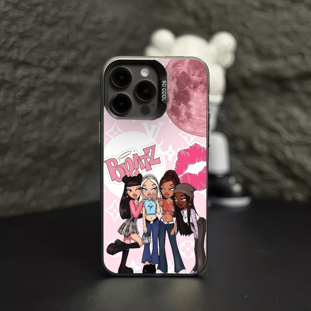 حافظة هاتف B-Bratz موضة 2025 لهاتف آيفون 12 11 13 14 15 16 17 ماكس برو بلس غطاء حماية صغير IMD ملون