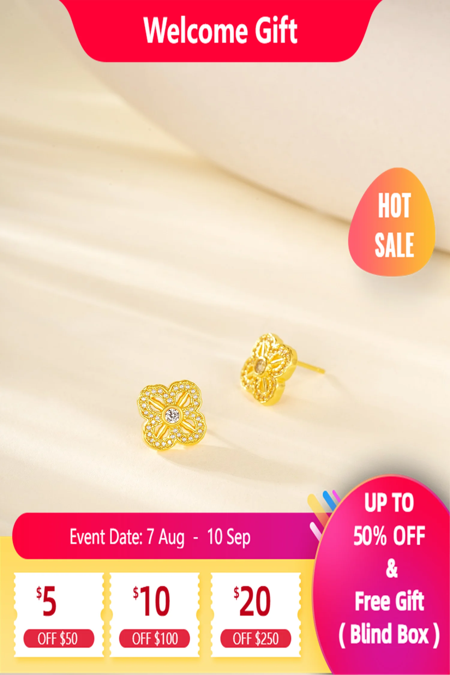 

Lium Gems Women's 925 Sterling Silver 24KGold Vermeil Stud Earrings Cubic Zirconia Classic earrings for gift