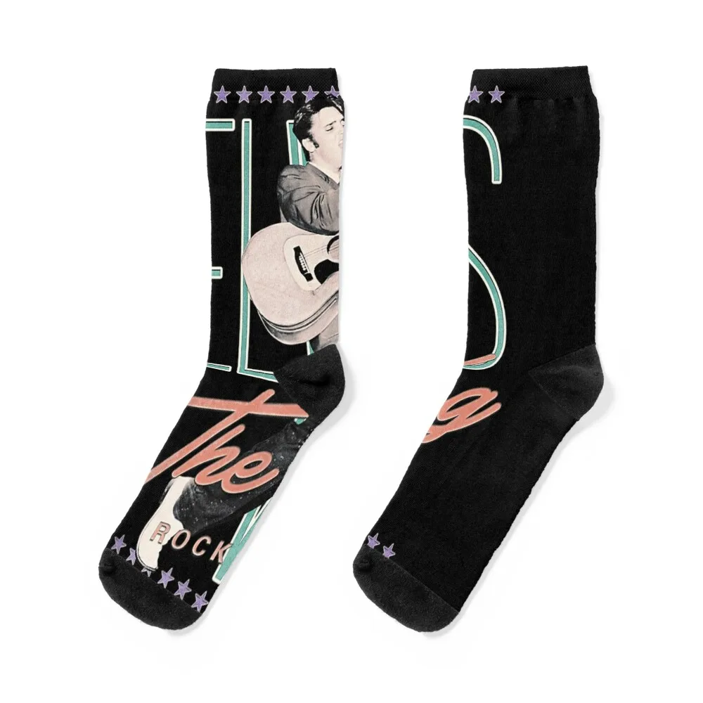 

Elvís Présléy Official Vintage Design The King Socks snow floral fashionable Mens Socks Women's