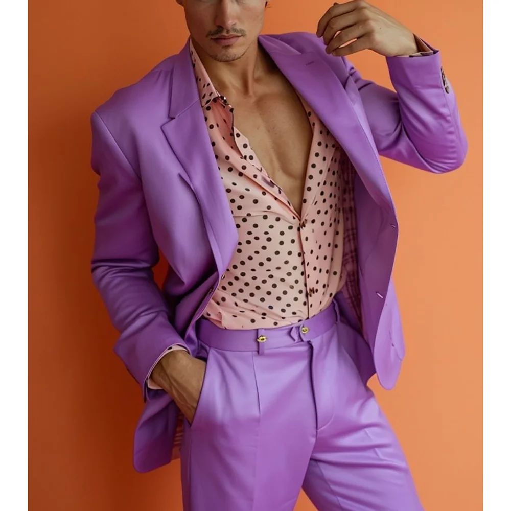 

Chic Purpler Single Breasted Men Suit Two Pieces(Jacket+Pants) Outfits Casual Party Prom Wedding Set