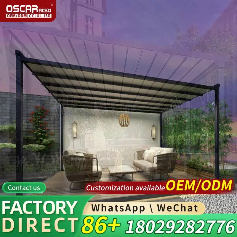 

HighEnd Telescopic Electric Sunshade Awning for Outdoor Waterproof Aluminum Alloy for Coffee Shops Outdoor Use Patio Relaxing Re