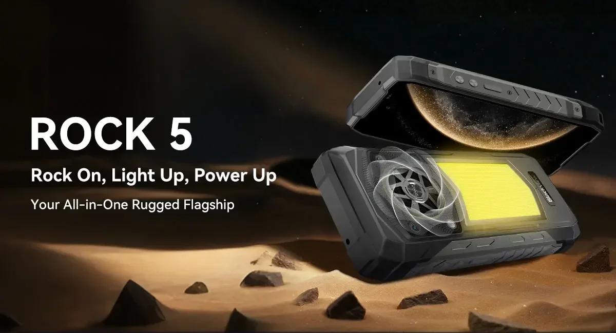 Blackview ROCK 5 Rugged Smartphone, 48GB(12+36) RAM+256GB ROM, 6.78" 2.4K Display, 20000mAh Battery, Android 16, 108MP Camera, NFC,Fingerprint, Camping Lantern,Recognition IR Fill Light,33W Fast Charge