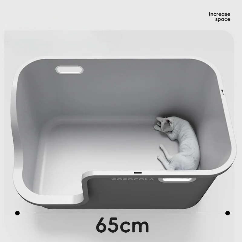 Large Corridor Style Sandbox Cat External Splash Proof Cat Litter Box Convenient Flip Cover Pet Bedpans Versatile Kitten Toilet