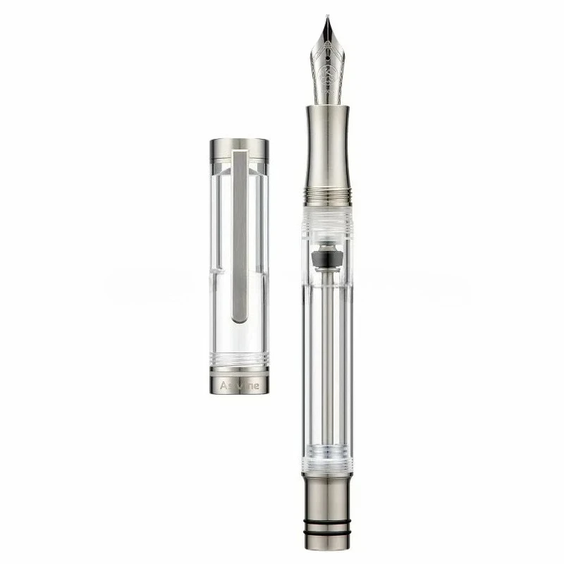 Asvine V200 Transparent Rainbow Titanium Fountain Pen Vacuum Filling BOCK  / Asvine EF/F/M/B Nib  Acrylic Smooth Writing Pen