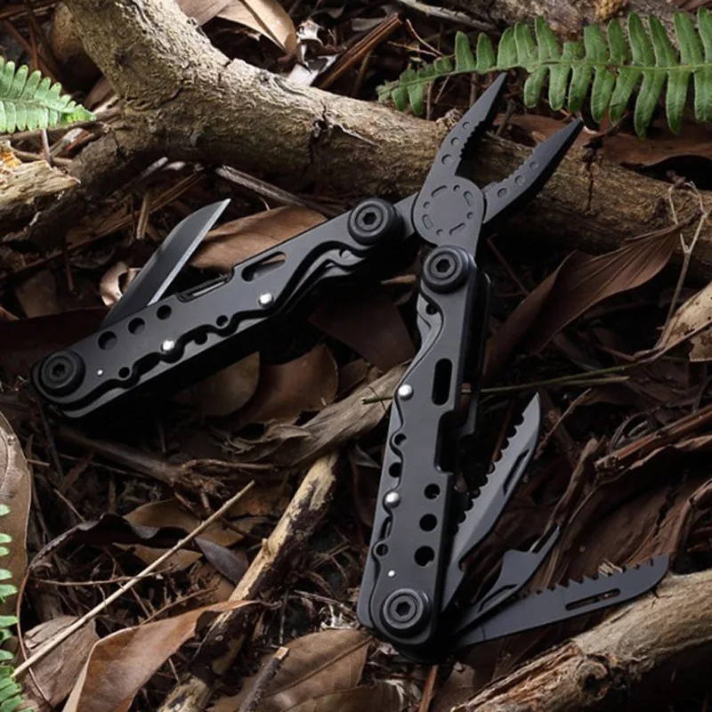 Alicates plegables multifuncionales de acero inoxidable 420, multiherramienta de supervivencia para acampar al aire libre, senderismo, herramientas EDC con Mini cuchillo