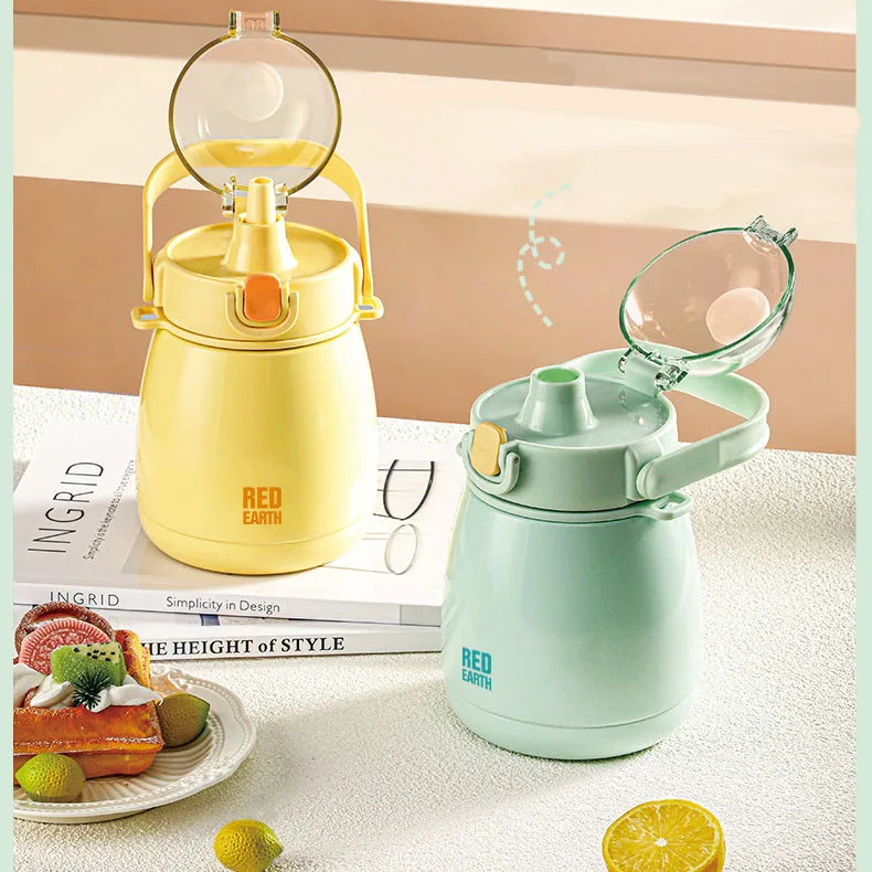 صفقة التخليص لطيف معزول زجاجة مياه الفولاذ المقاوم للصدأ مع حزام القش 900 مللي جدار مزدوج العزل مانعة للتسرب كوب قابل لإعادة الاستخدام