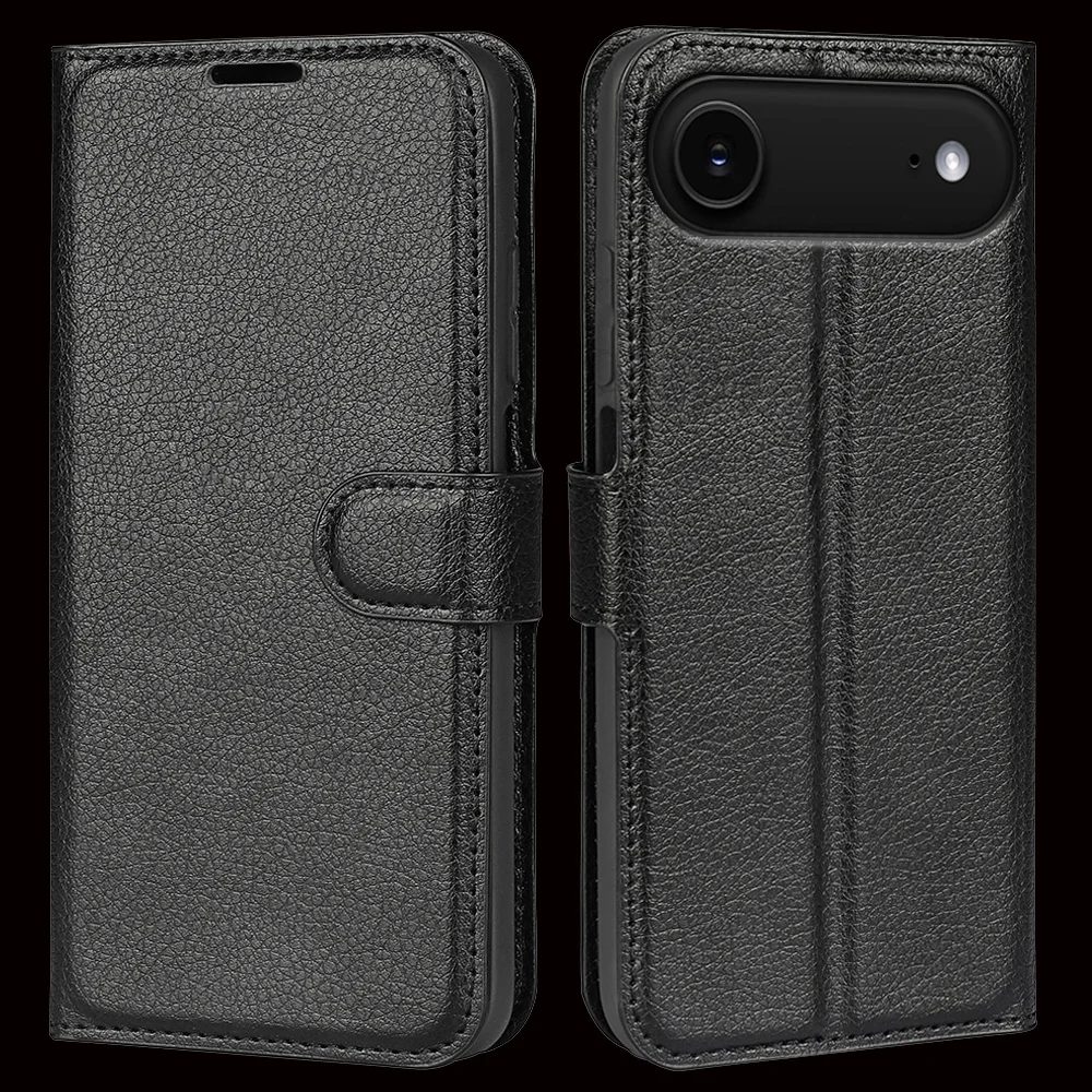 

Lychee Leather Flip Case For iphone Air 17 Pro Max 16 16e 17e 15 14 13 Mini 12 11 7 8 Plus Phone Wallet Case Cover Coque Funda