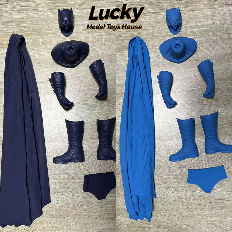 2 Colors 1/6 Dark Knight Head Sculpt Neck Connector Arms Boots Pants Cape Set Toys Accessory For HT 12inch Male Body Decoration
