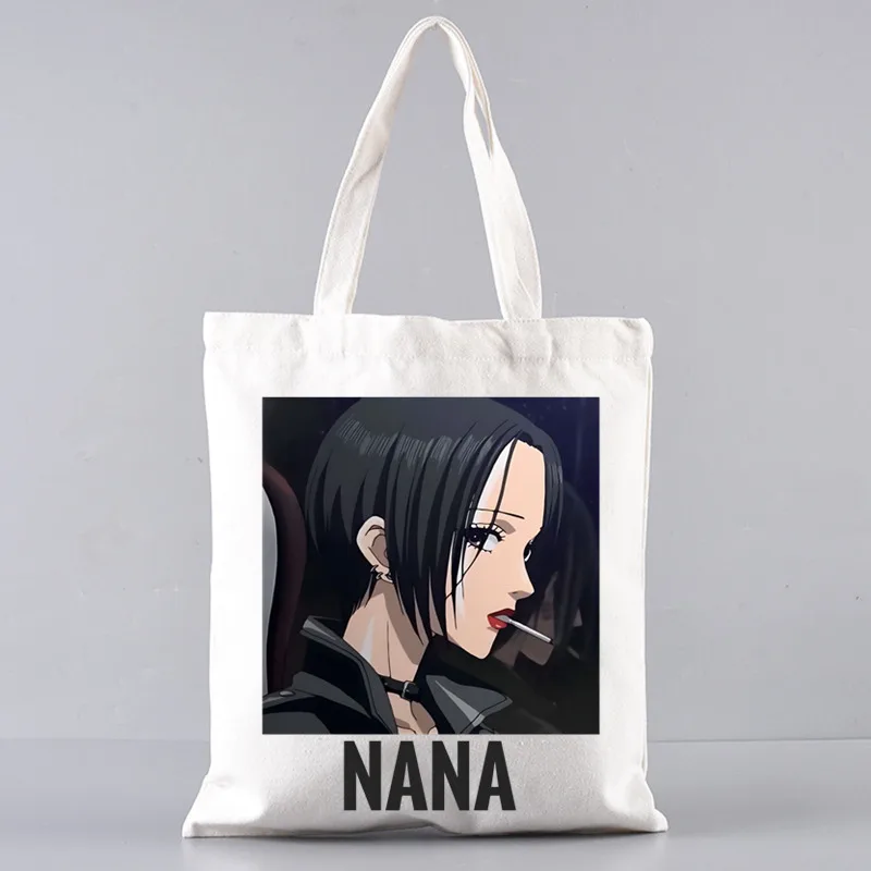 Zwarte Stenen Nana Osaki Japanse Anime Harajuku Art Boodschappentassen Canvas Draagtas Cartoon Handtas Schoudertassen Op Maat