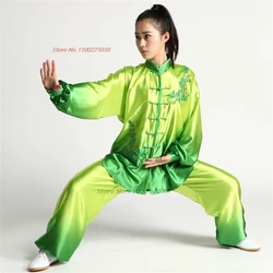 2026 chinese tai chi wushu kung fu martial arts wing chun suit gradient color flower embroidery training stage performance set