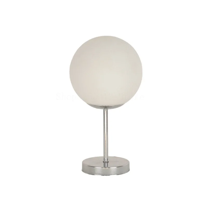 Simple White Glass Ball Table Lamp Living Room Decorative Bedroom Bedside  LED Lights Offices Learn Reading Table Light