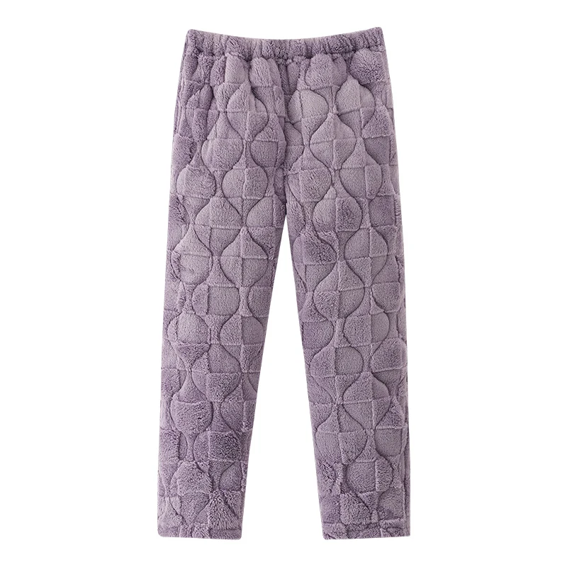 

Three Layers Quilted Coral Velvet Pajamas Sleep Pants Winter Women Sleep Bottoms Female Pajama Bottoms Flannel Padded Sleep Pant
