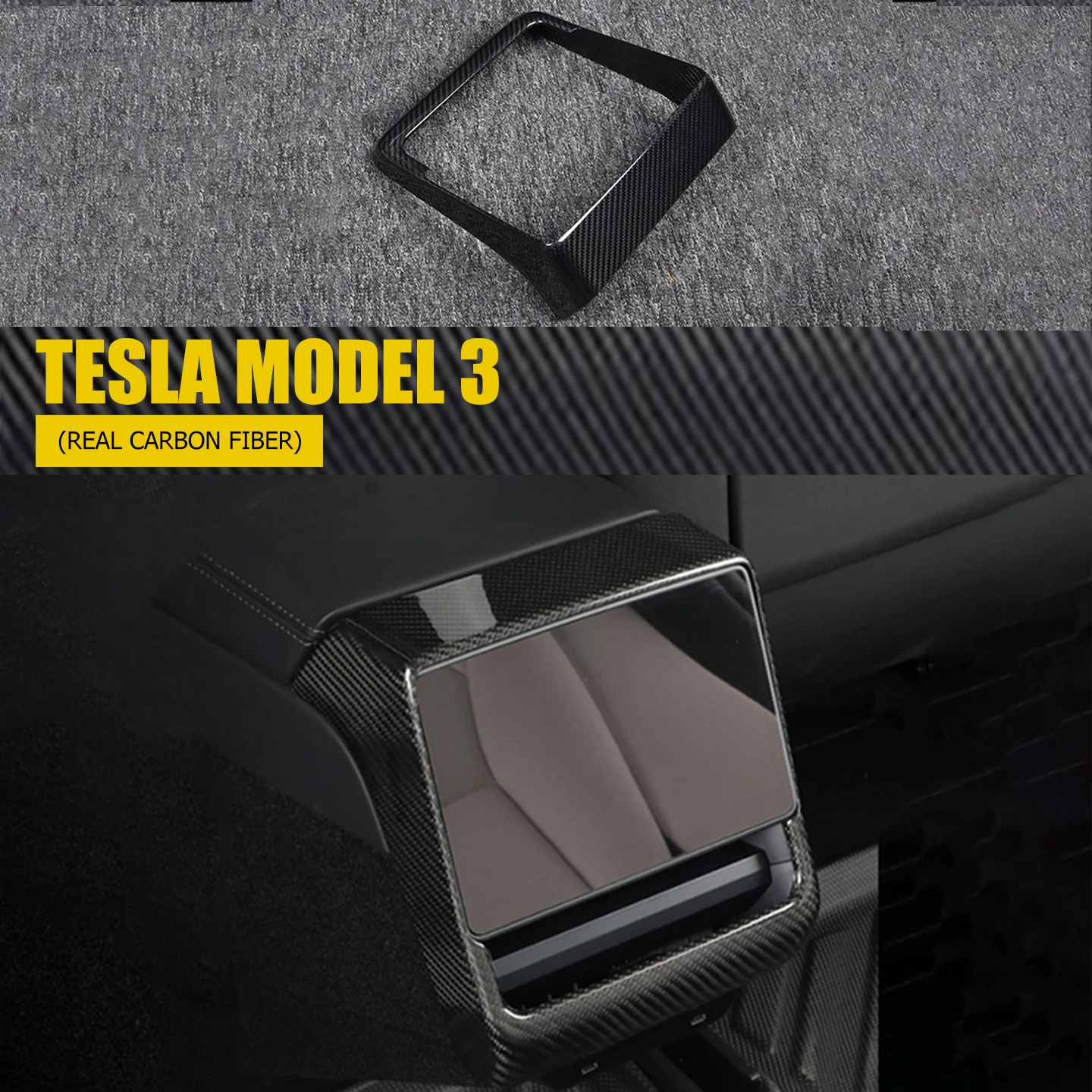 Applicable to Tesla Model 3, genuine high-quality carbon fiber glossy black air vent frame cover body kit