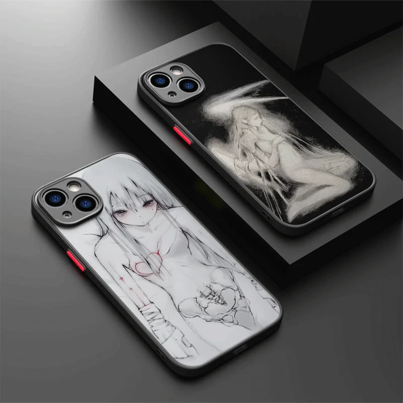 Dark Style Subculture Girl Phone Case For iPhone 16 Pro Max 15 Pro 14 13 12 11 Pro Xr Xs Max Mini 7 8 Plus Anime Y2K Phone Cases