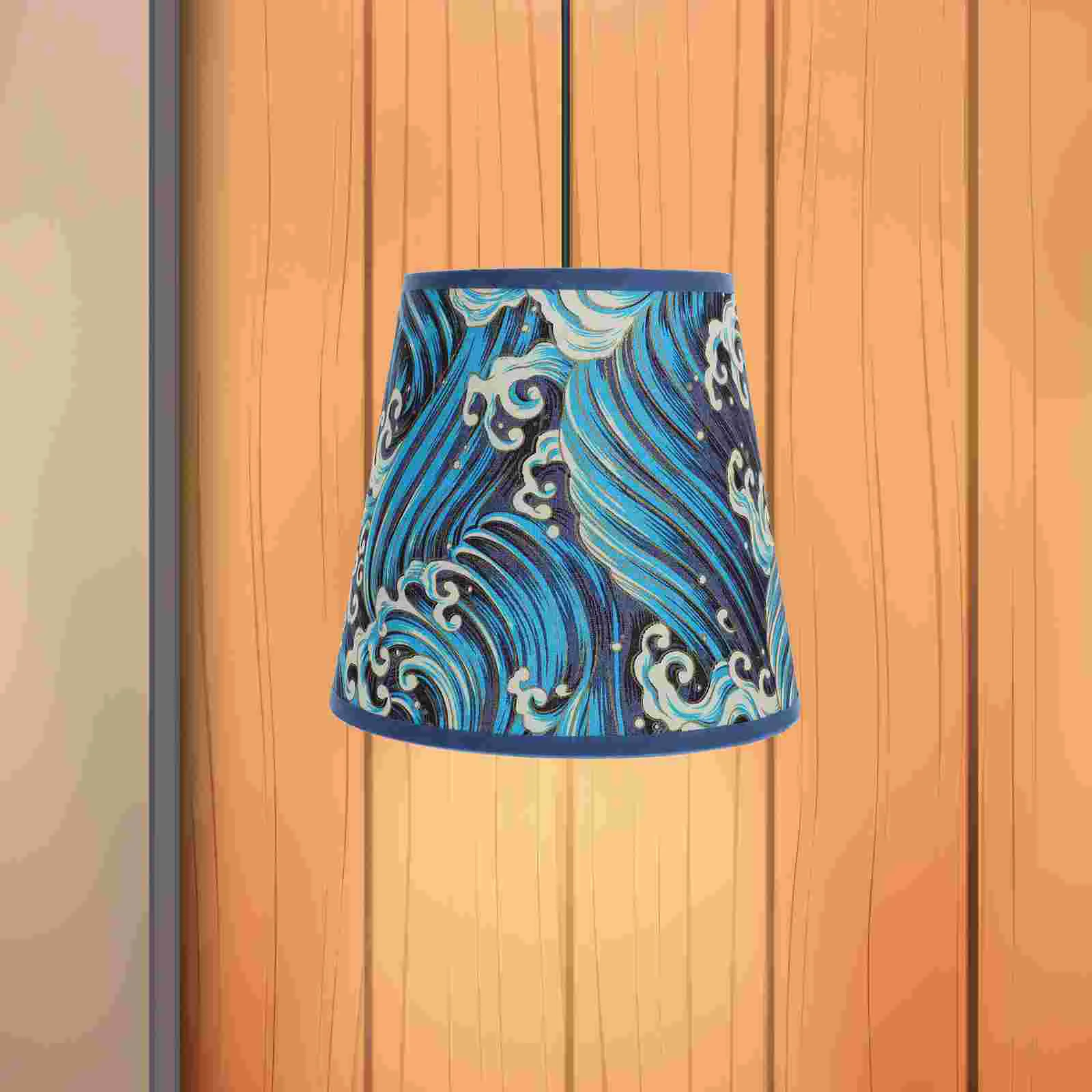 Paralume in tessuto Paralume con motivo a onde marine Paralume decorativo per lampada da scrivania (E27)