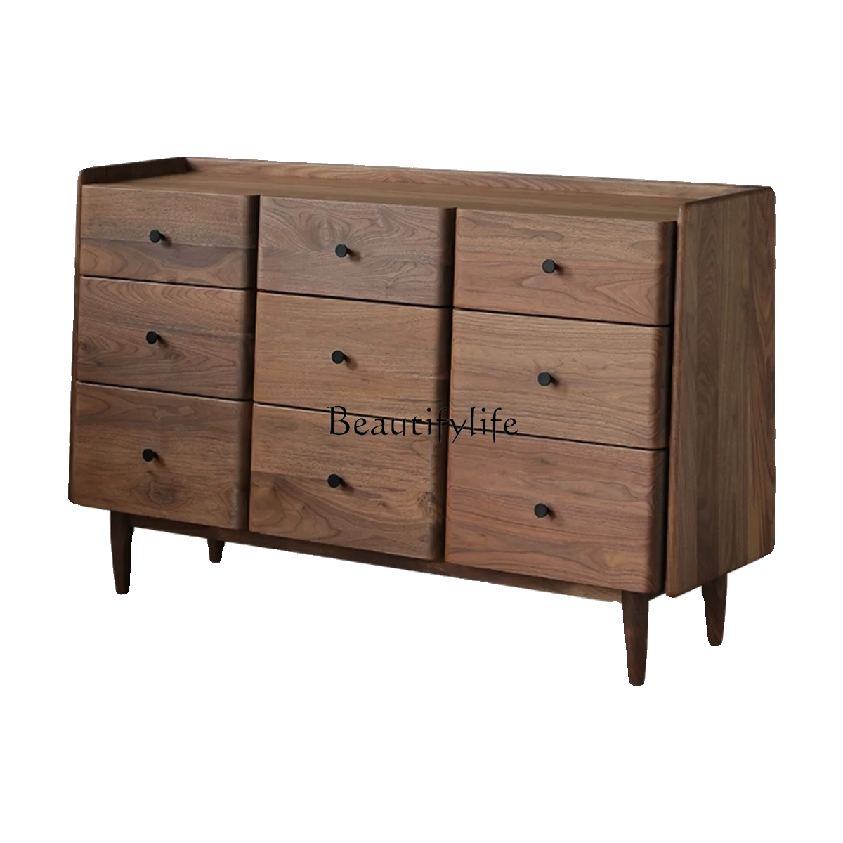 

Modern simple log style solid wood storage low cabinet Japanese light luxury living room locker drawer