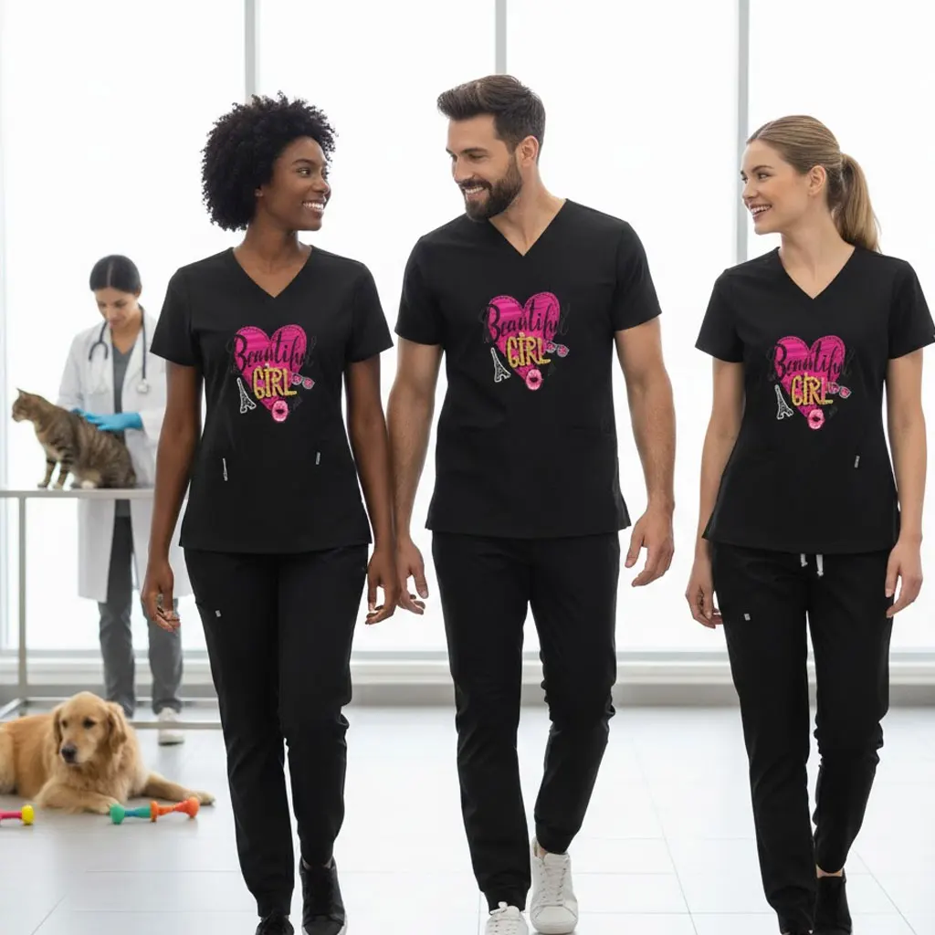 

Комплект медицинской униформы с эксклюзивным принтом — тонкий, эластичный, быстросохнущий, удобный костюм для мужчин и женщин, врачей и медсестер, весна-лето