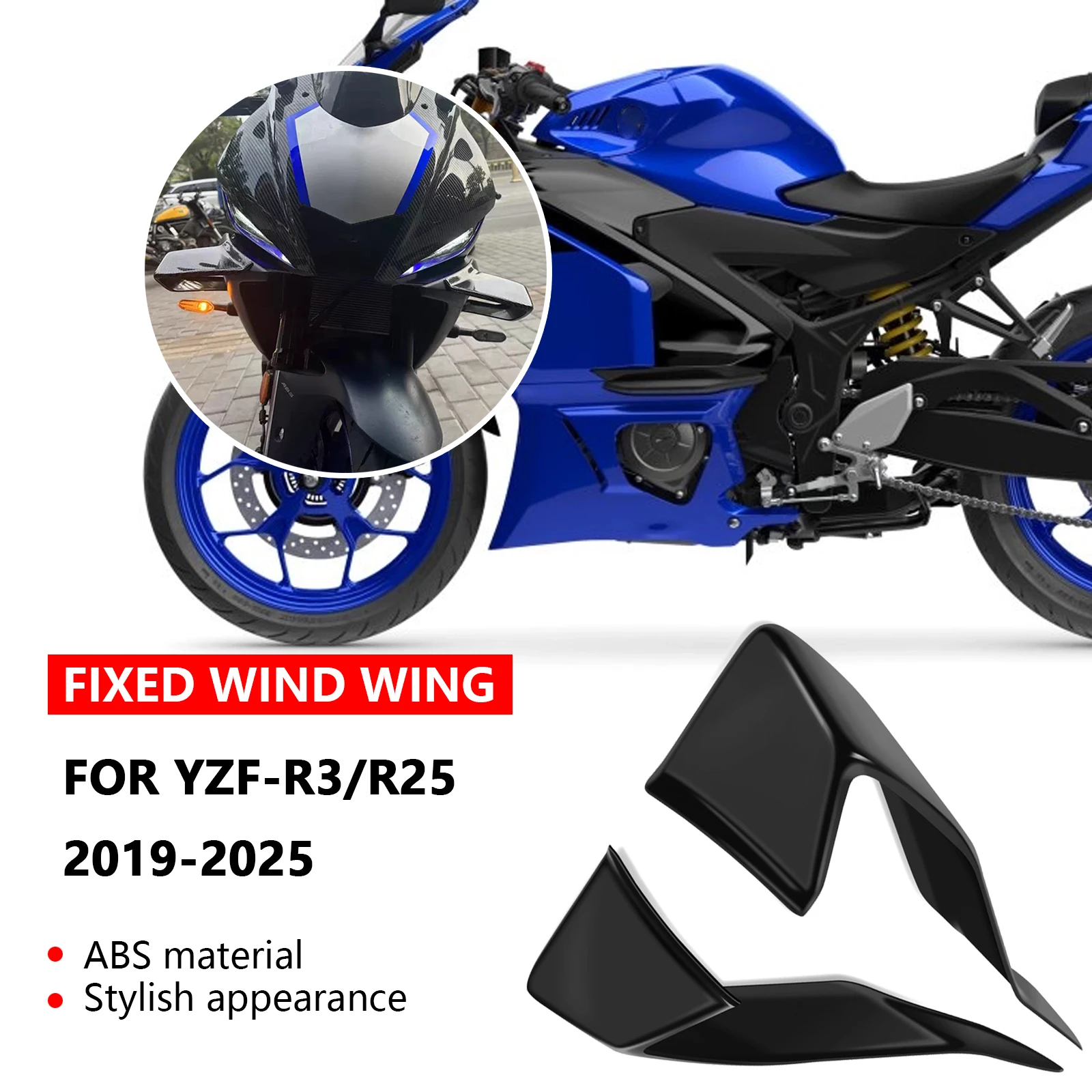 

For yzfr3 YZFR25 YZF R3 yzf r25 2019-2025 motorcycle spoiler side wing side fairing side spoiler aerodynamics winglet fixed wing