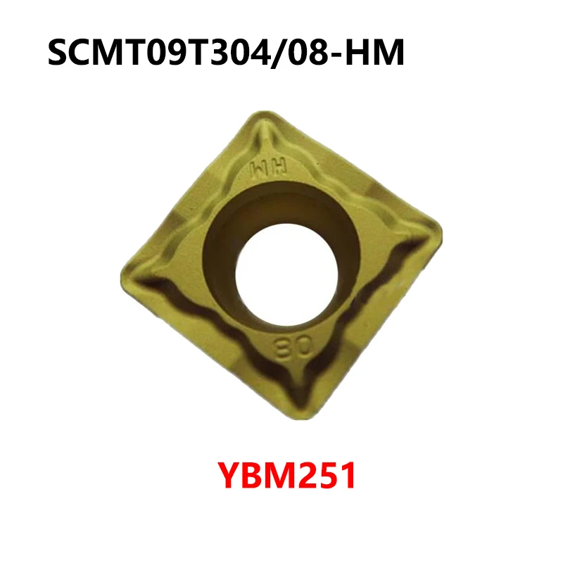 SCMT09T304-HM YBM251 SCMT09T308-HM YBG202 100% Original Carbide Inserts Lathe Cutter SCMT 09T304 09T308 CNC For Stainless Steel